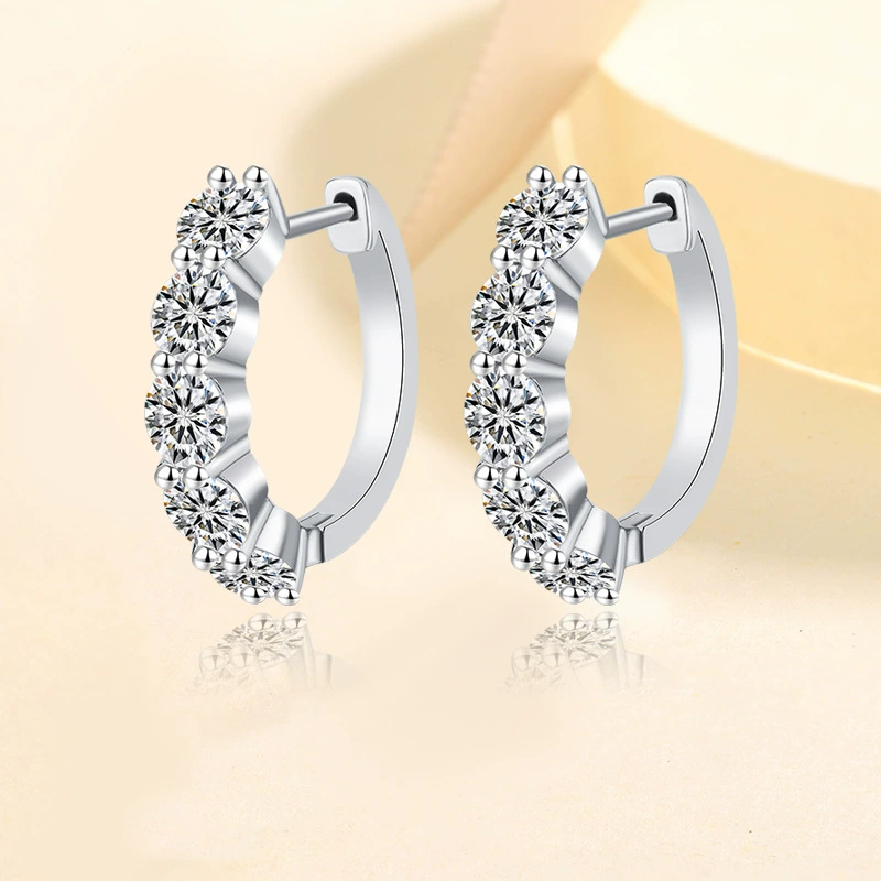 Популярные трансграничные серьги с одним бриллиантом 3 карата, 30 очков, универсальные классические серьги из стерлингового серебра 925 пробы с муассанитом, модные доступные роскошные женские серьги