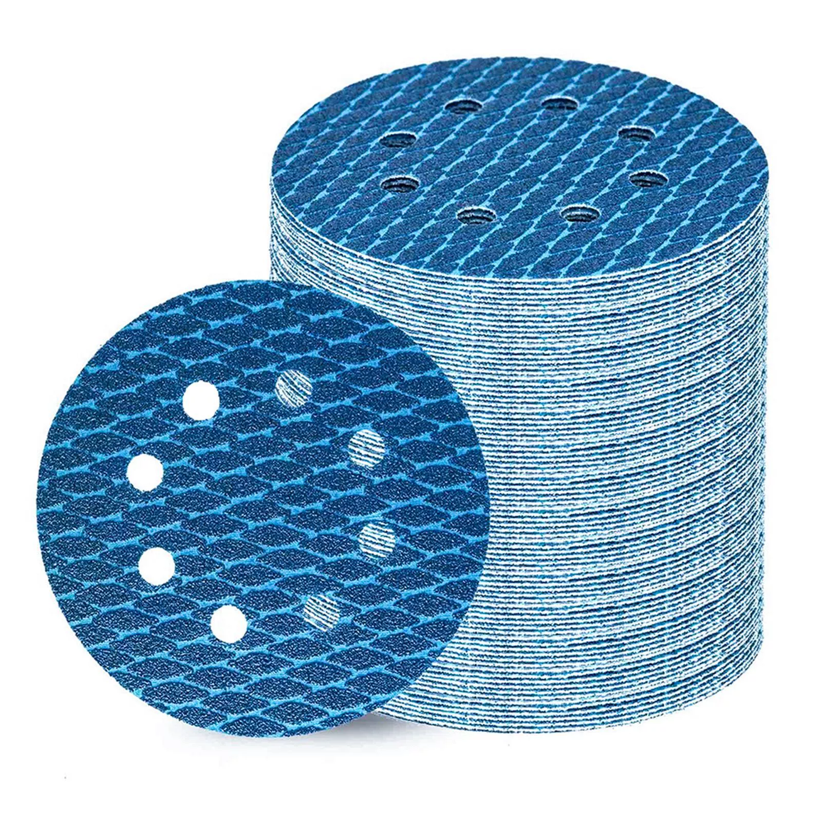 5-дюймовая 8-отверстная синяя антизасоряющаяся алмазная наждачная бумага с алмазным напылением, оптовая продажа листов алмазной наждачной бумаги