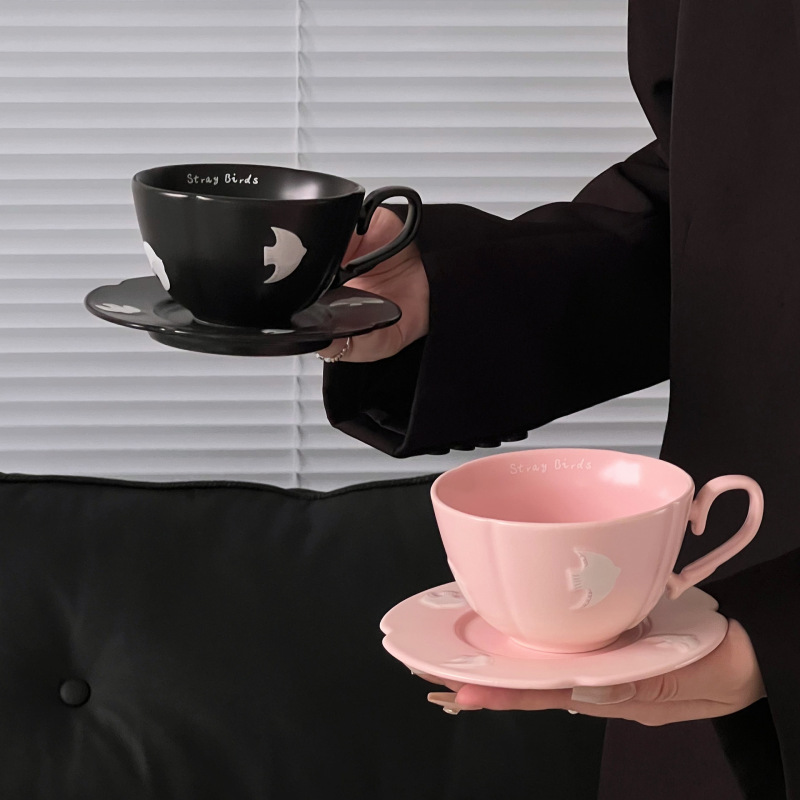 Finnish Retro Ceramic Tableware Coffee Cup Modern English Afternoon Tea French Cup and Saucer Set Exclusively for Cross-Border Sales