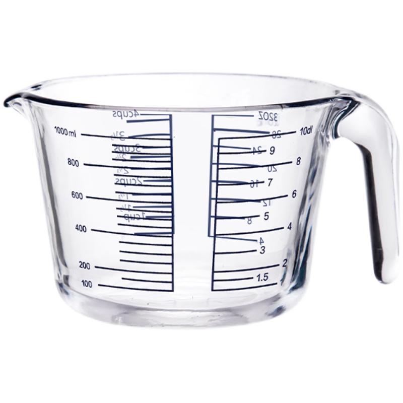 Glass measuring cup scaled