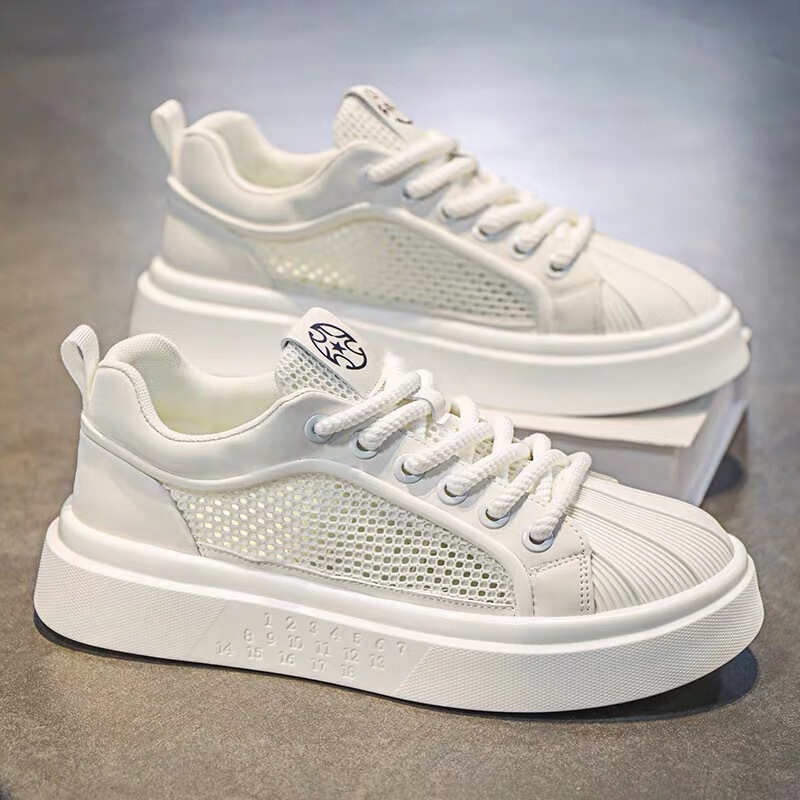 Men's White Sneakers 2026 New Summer Model Breathable Thin Mesh Shoes for Teenagers Sports Casual Shell-Toe Sneakers
