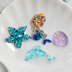 マーメイドスターシリーズかわいい漫画樹脂アクセサリーdiy子供玩具ヘアアクセサリー携帯電話ケース装飾材料
