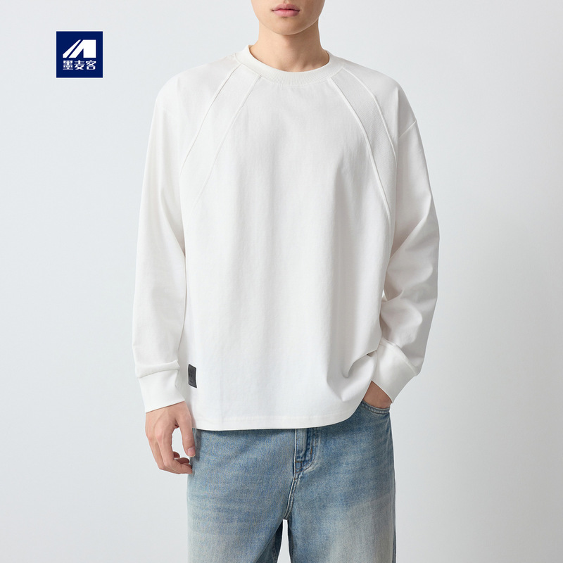 Momaik Men's Urban Sports Long-Sleeved T-Shirt Men's 2026 Autumn New Style Ribbed Splicing Men's Top 75185 Momaik Men's Urban Sports Long-Sleeved T-Shirt Men's 2026 Autumn New Style Ribbed Splicing Men's Top 75185