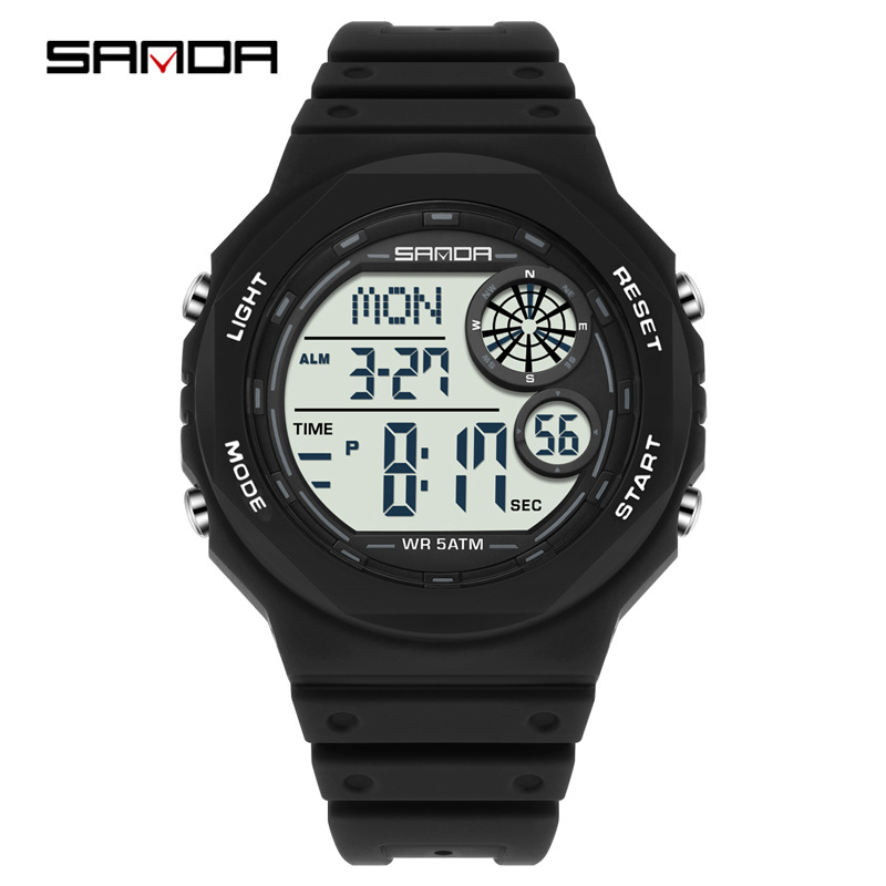 Sanda SANDA reloj electrónico deportivo al aire libre impermeable luz nocturna reloj de despertador de estudiantes de secundaria