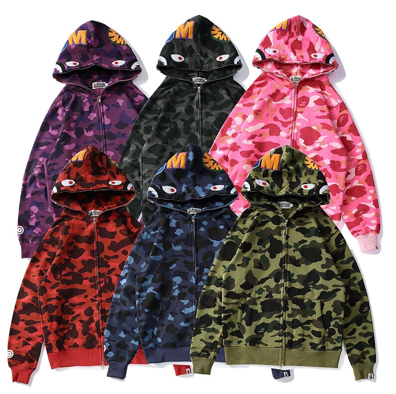Trendy Brand Shark Ape Shark Hooded Sweatshirt Correct High Version Camouflage Zipper Jacket Couple Outfit Trendy Brand Shark Ape Shark Hooded Sweatshirt Correct High Version Camouflage Zipper Jacket Couple Outfit