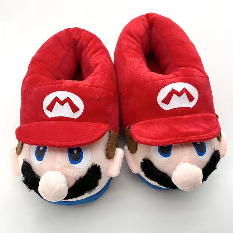 2025 Game Mario Plush Slippers Couple Winter Warm Shoes Home Indoor Cotton Slippers Thick Warm