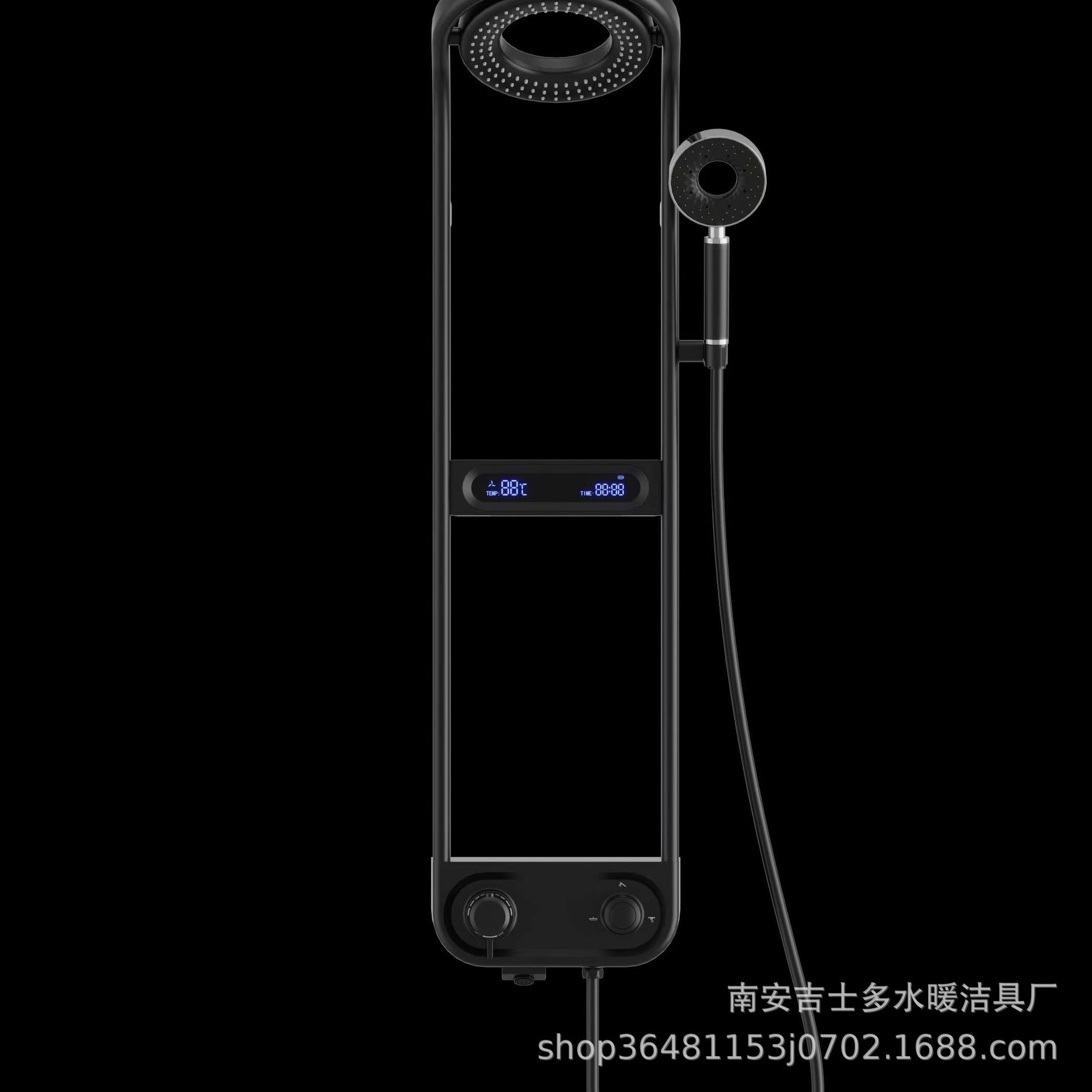 Pistola transfronteriza gris blanco ducha cabeza traje sobrealimentado almacenamiento rack pantalla digital ducha hogar Baño ducha