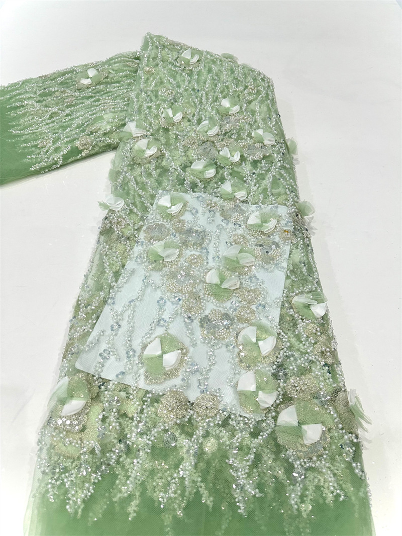 Pequeña decal fresca hecha a mano tubo de perlas tela bordada vestido vestido vestido de boda vestido de ropa infantil vestido de danza tela