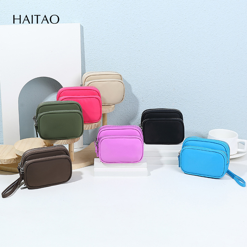 2025 nuevo tipo con muñeca impermeable nylon doble capa multifuncional bolso de tarjetas bolso de llaves bolso