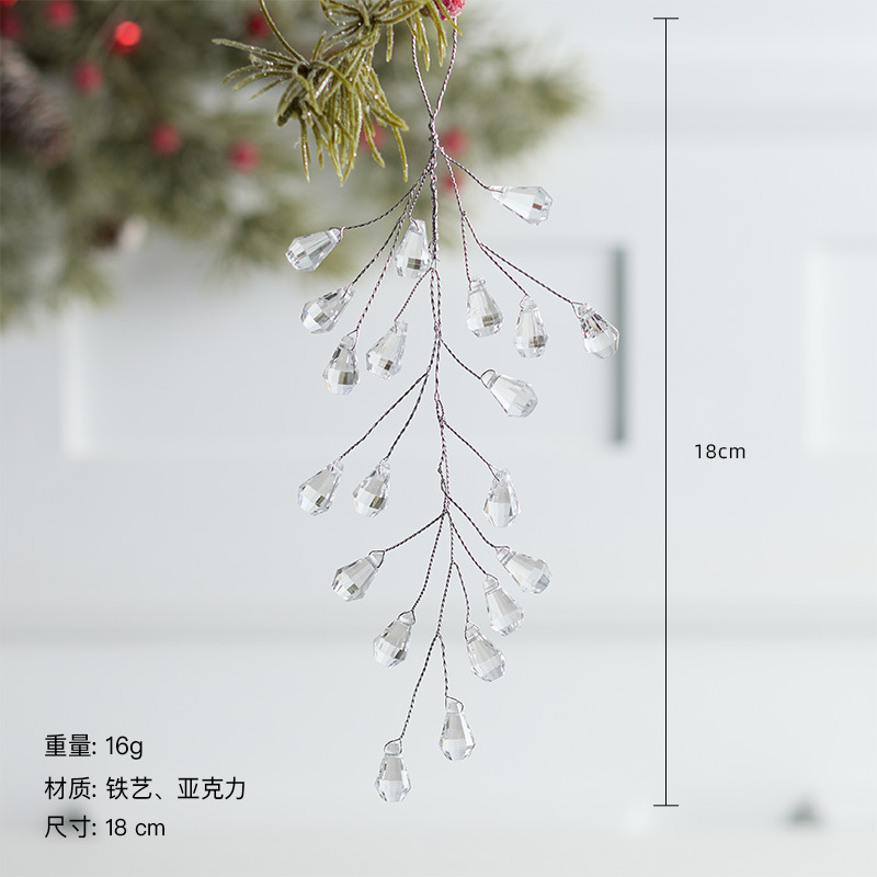 Nuevo acrílico transparente flocos de nieve cristal hielo colgante perla gota colgante colgante decoración del árbol de Navidad colgante
