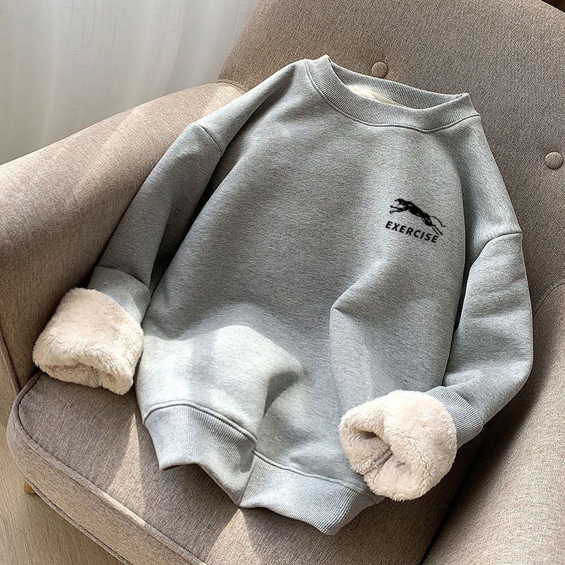 Manufacturer Wholesale Alpaca Wool Autumn and Winter Creative Simple Printed T-Shirts and Sweatshirts for Men, Loose Round Neck Casual Tops