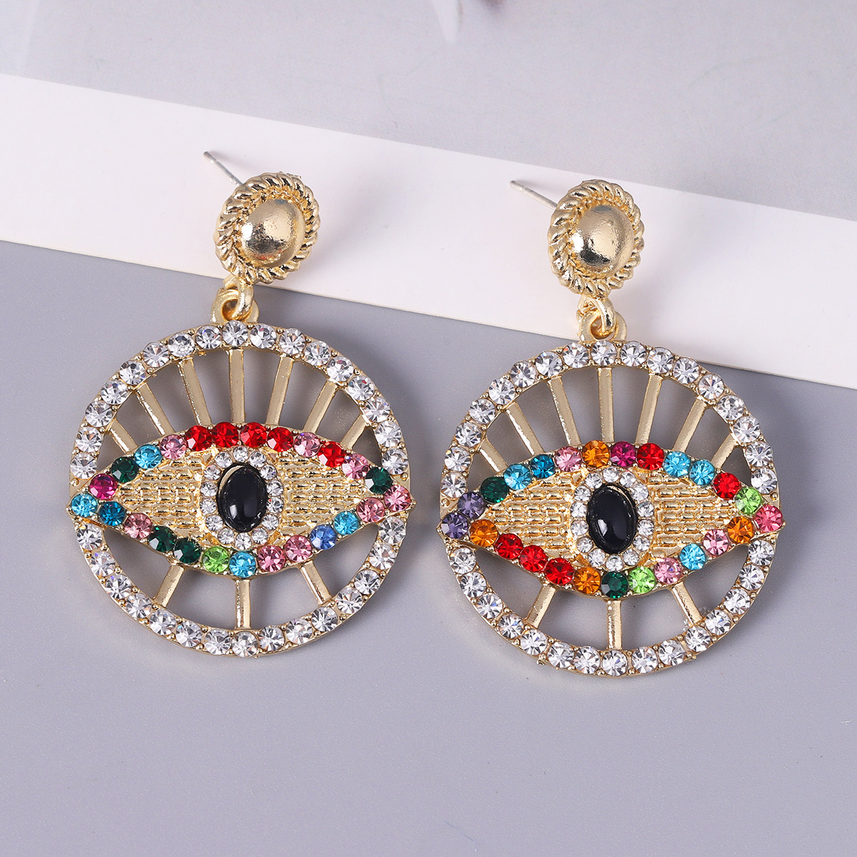 Mode L'oeil Du Diable Alliage Diamant Strass Boucles D'oreilles display picture 5