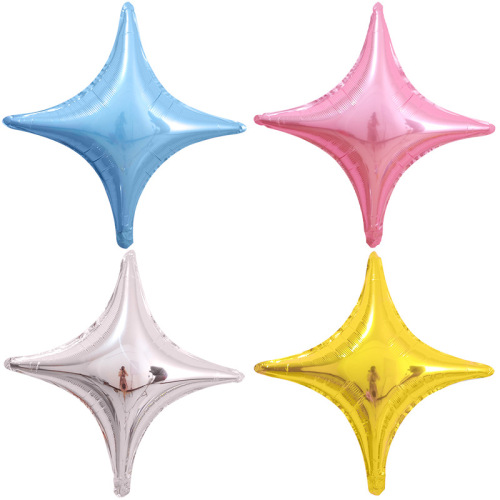 Factory direct supply of 26-inch aluminum film four-pointed star balloons Children's Day birthday party background decoration balloon wholesale