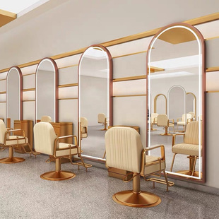 Wall-mounted hotel simple fashion mirror Barber Shop Mirror Salon Salon single-sided mirror with light hot dyeing hair salon