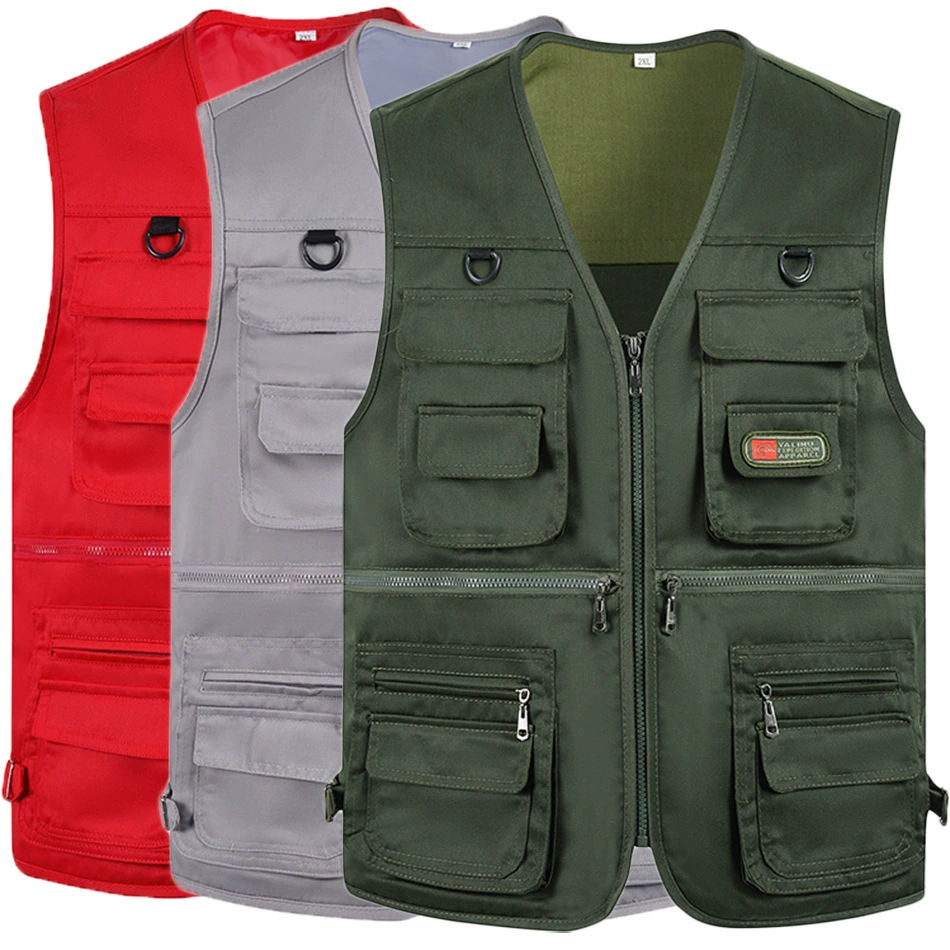 Мужские многокарманные жилеты весной и осенью среднего и пожилого возраста V-образный вырез большой размер конюшни на открытом воздухе Фотография рыбалка весна и осень