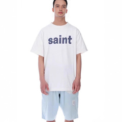 跨境外贸美式小众潮牌日系saint michael白墨直喷纯棉短袖t恤男装