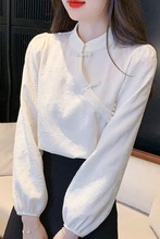 中式女装中国风新中式复古盘扣白色衬衫设计感小众改良旗袍上衣女