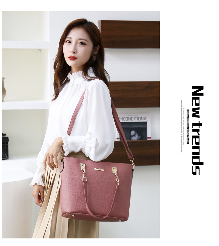 Solid Color Pattern All Seasons Season Women's Medium Pu Leather Solid Color Vintage Style Streetwear Bucket Zipper Bag Sets
