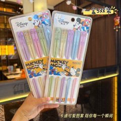 キャンディー系迪士NI公仔箸高颜値高級耐久性かわいい防かび滑り止め家庭用ケース5足