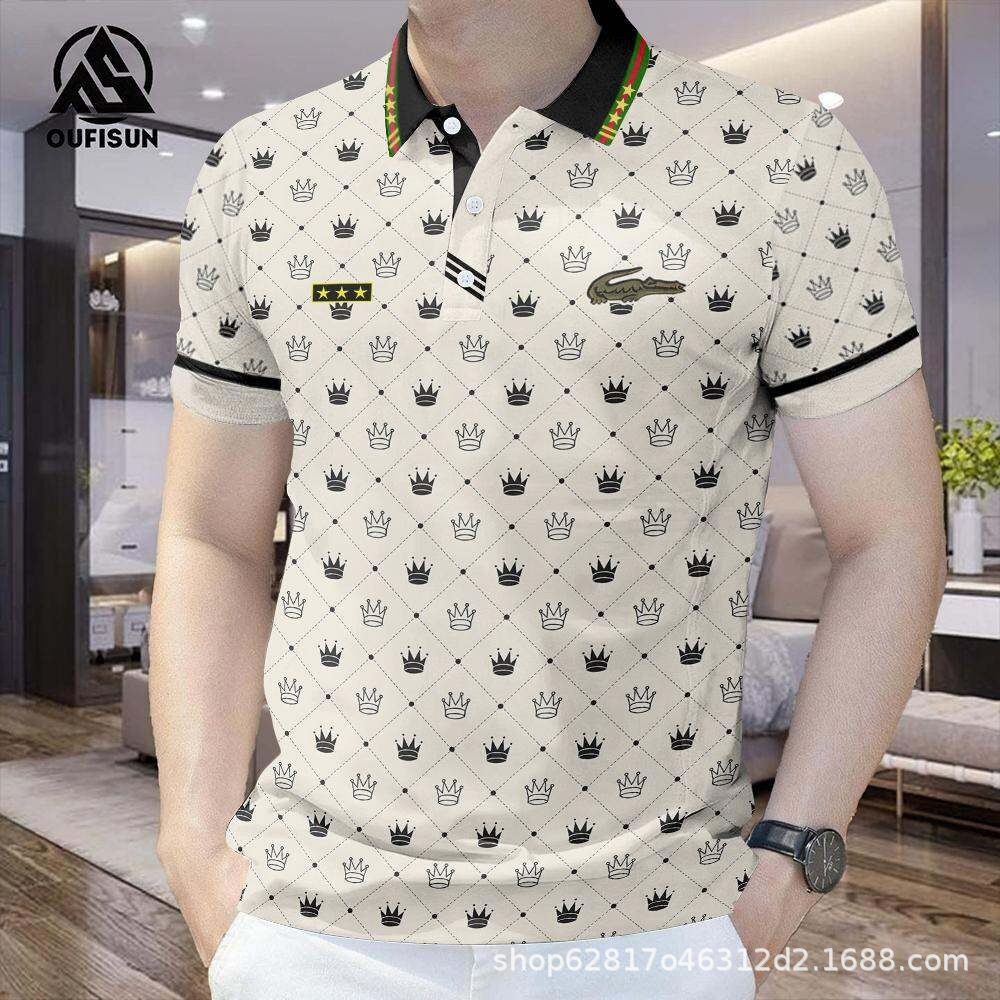 Amazon Independent Station Hot Selling Men's Casual Trendyy Polo Shirt 3D Digital Printing Short-Sleeved Lapel Polo Shirt