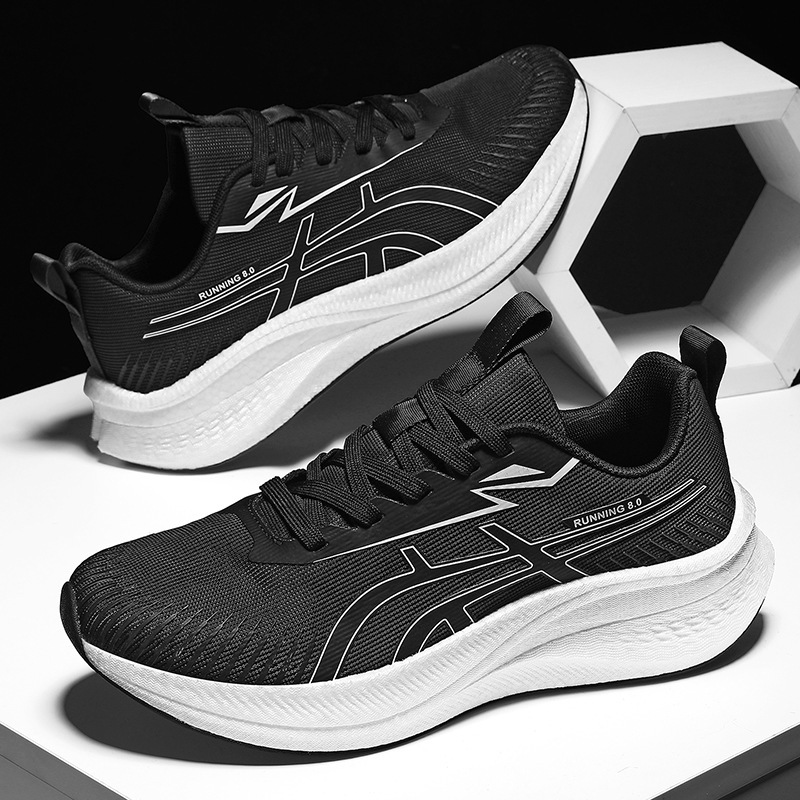 Spring and summer breathable mesh running shoes for men, lightweight soft-soled training shoes, black casual sports shoes, in stock for wholesale Spring and summer breathable mesh running shoes for men, lightweight soft-soled training shoes, black casual sports shoes, in stock for wholesale
