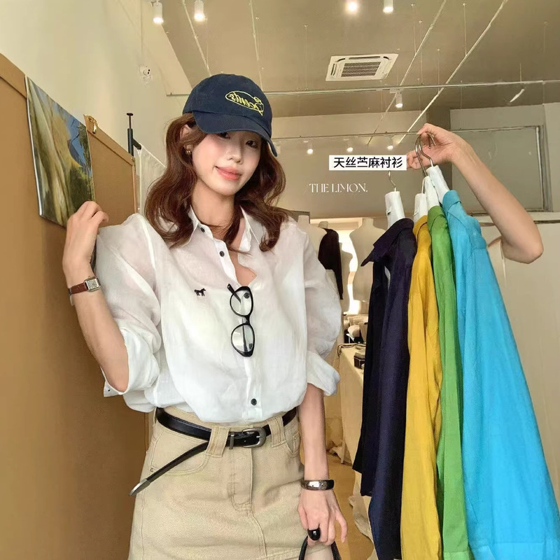 White Shirt for Women, Summer and Autumn 2025 New Style, Cotton-Linen Old Money Style Long-Sleeve Shirt, Linen Top for Women
