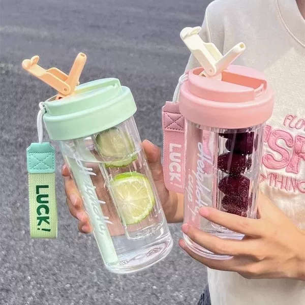 Large-Capacity Water Cup for Girls, High-Looking, Simple, Summer Plastic Cup for Students, 2026 New Model, Summer Cup with Straw