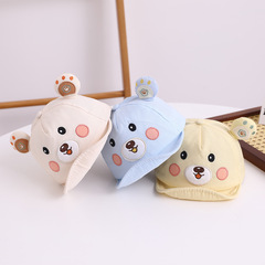 小熊卡通可愛嬰幼兒軟檐鴨舌帽春款寶寶百搭男女童遮陽防曬帽子