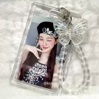 推合卡砖卡套证件卡透明卡片蝴蝶吊坠滑盖爱豆小卡保护套学生卡