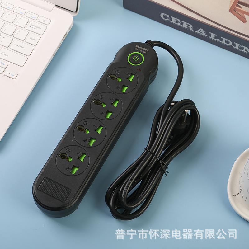 Exportación enchufe de escritorio de oficina doméstica estándar británico estándar europeo y americano con interruptor de cable indicador de color blanco y negro