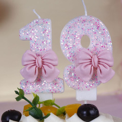 越境電商創意デジタルろうそく少女粉蝶結びパーティー装飾誕生日ろうそくアマゾン速売通