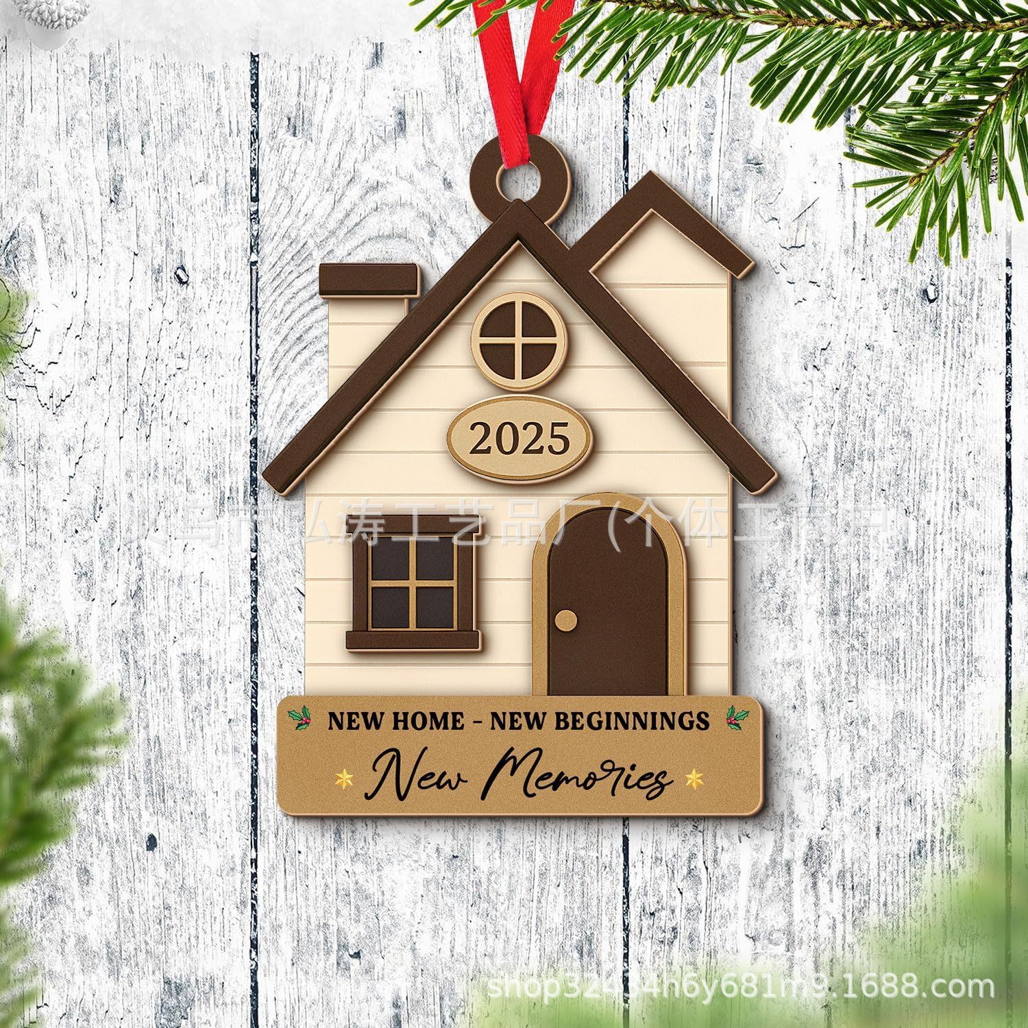 Decoración colgante 2026 nuevo mejor regalo de mudanza decoración de madera decoración para el hogar decoración del árbol de Navidad rojo