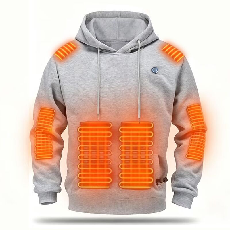 Nine-zone heating clothing cross-border smart heating hoodie for men, winter hooded thermal jacket, solid color USB constant temperature heating clothing Nine-zone heating clothing cross-border smart heating hoodie for men, winter hooded thermal jacket, solid color USB constant temperature heating clothing