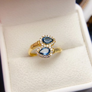 Factory wholesale explosions natural Topaz ring S925 silver inlaid main stone 4*6 selling Europe and the United States a generation of hair