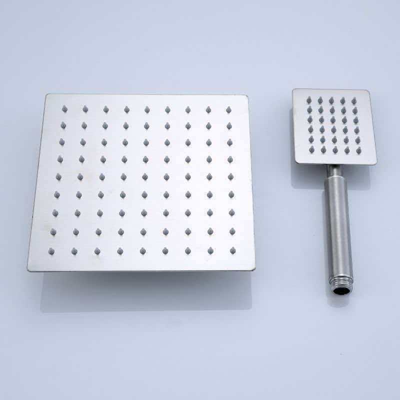 304 Brushed 8-Inch Square Top Spray + 304 Brushed Small Square Hand Spray
