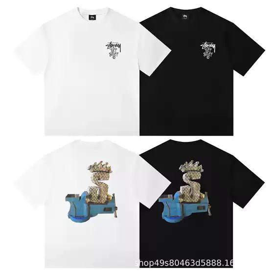 2025 Cross-border European and American Foreign Trade S Letter Printing Cartoon Series Street Casual Loose Men's and Women's Short Sleeves