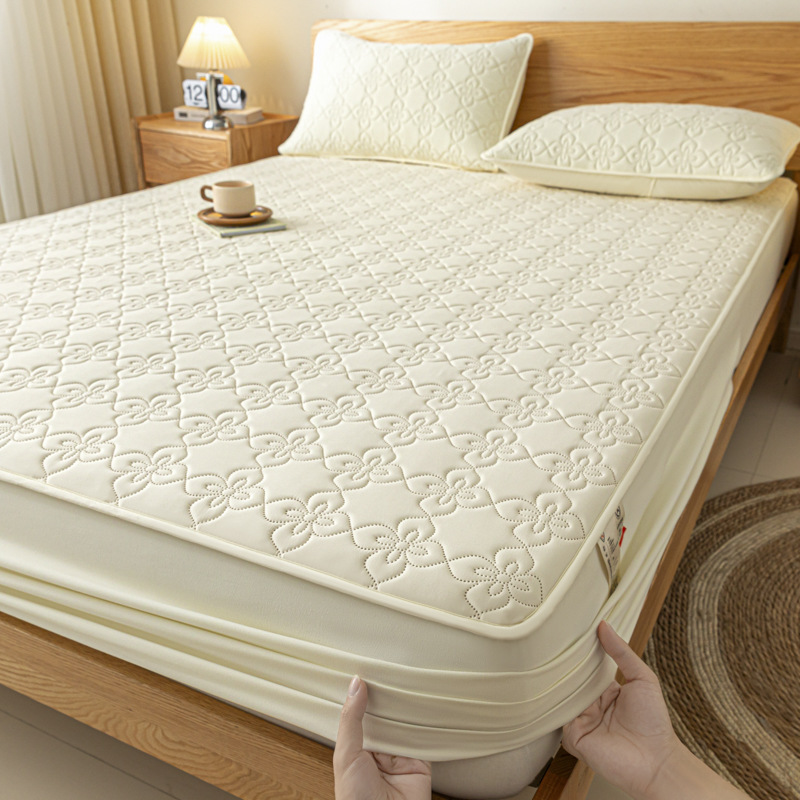 Sombrilla de cama impermeable de grado materno e infantil acolchada, cubierta de cama universal de cuatro estaciones, cubierta de cama de color sólido, cubierta de cama de belleza a prueba de polvo individual