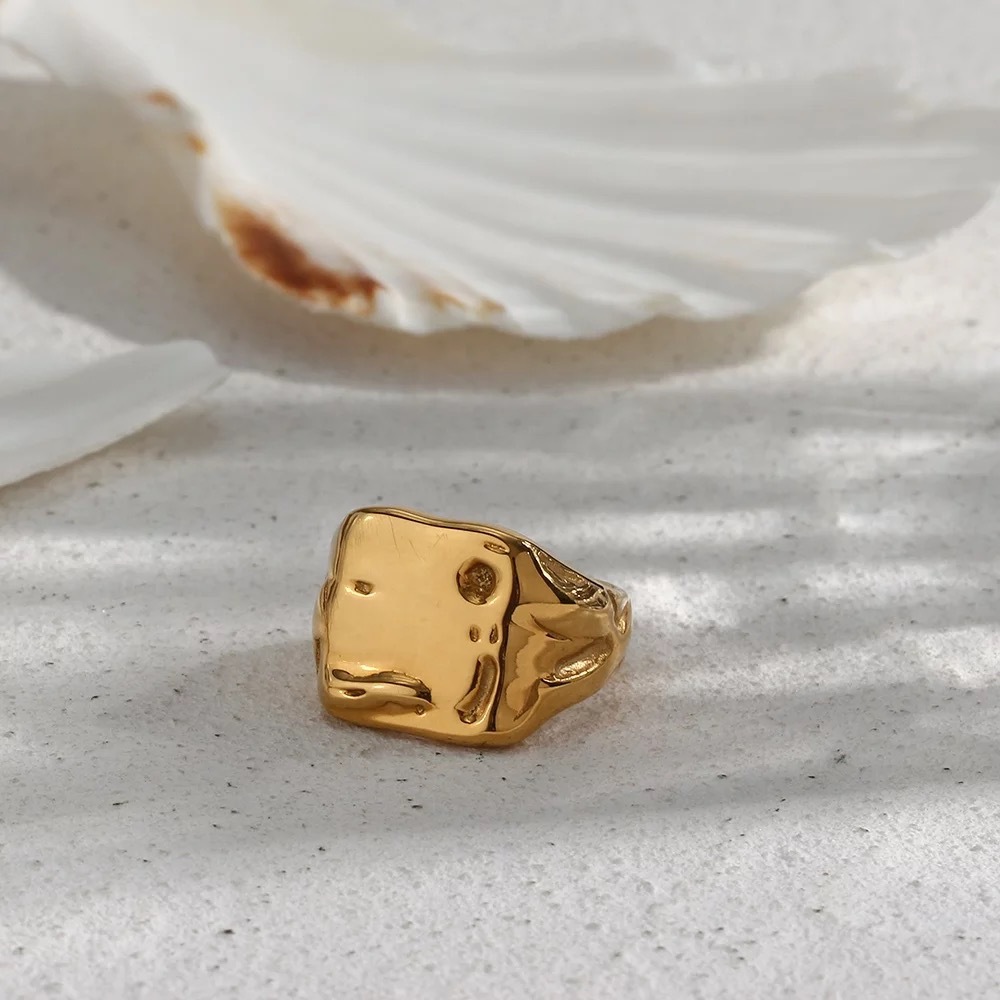 1 Piece Quantity Holiday Occasion 304 Stainless Steel, Titanium Steel Material Wholesale Retro Square Solid Color Titanium Steel Rings