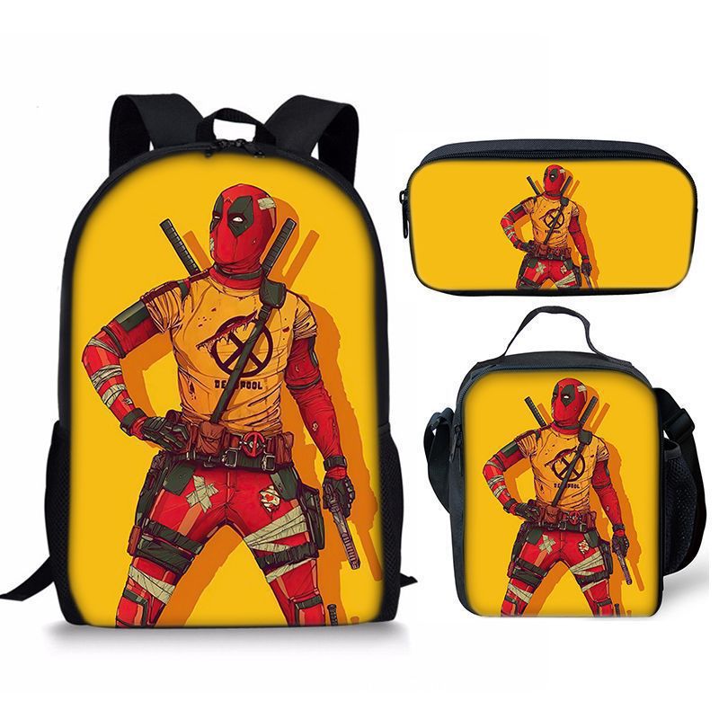 Nuevo deadpool Deadpool paquete de comida de tres piezas bolsa de lápices estudiante mochila de bebé Amazon lindo todo fósforo portátil