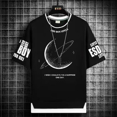 夏 12-16 歳の男の子 Tシャツプリントトレンディな半袖 Tシャツ中学生とティーンエイジャースポーツとレジャーのボトリングシャツ