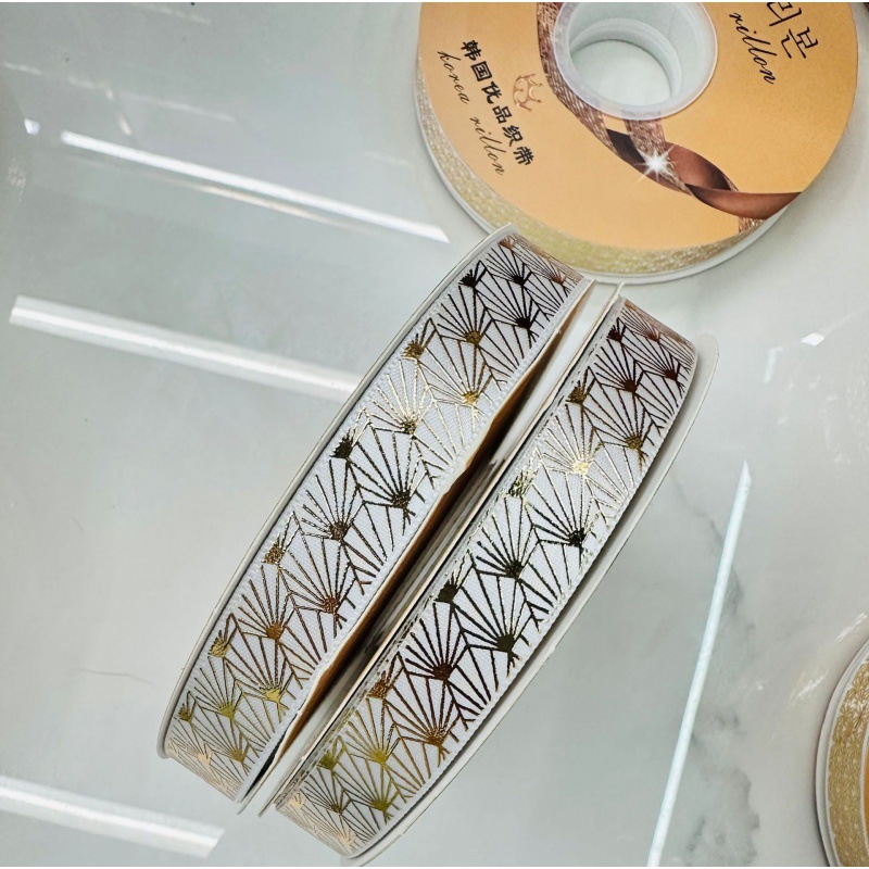 Bar brazo DIY cinta termoestable estampado poliéster cinta de regalo caja de regalo decoración 1.5cm de ancho estampado blanco