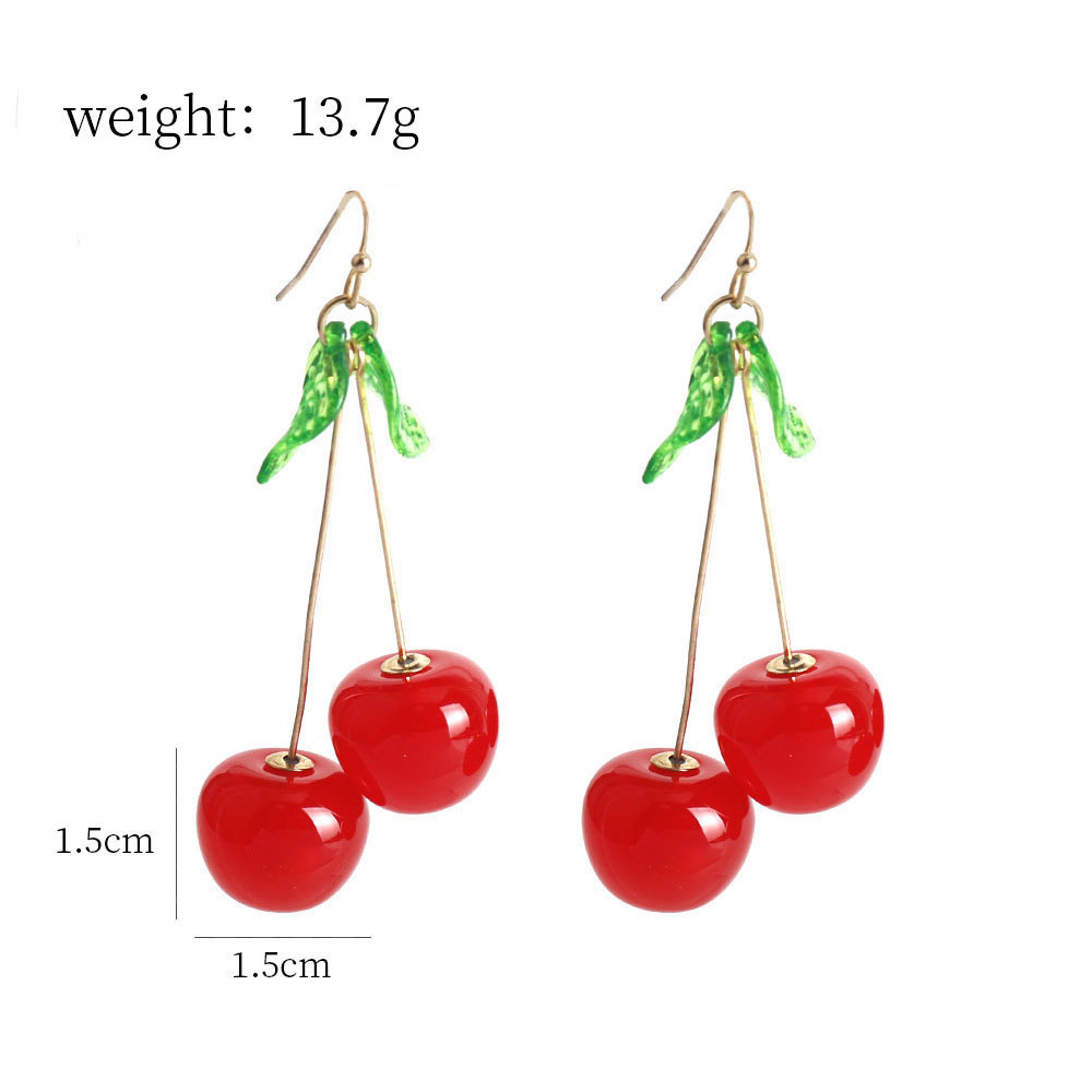 Daily Occasion Resin Material 1 Pair Sweet Cherry Resin Drop Earrings