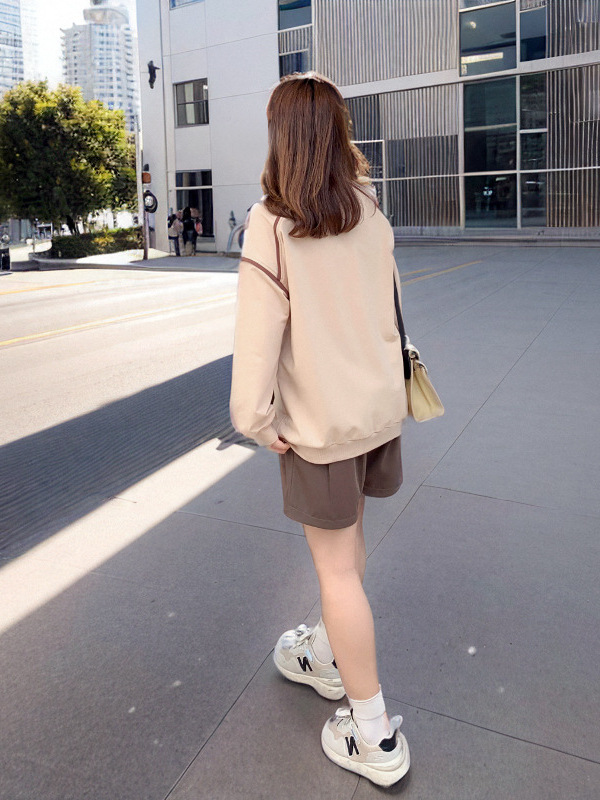 60-175kg Plus Size Women's Casual Sweatshirt and Shorts 2025 Spring and Autumn New Style Two-Piece Set for Chubby Girls in College Style 60-175kg Plus Size Women's Casual Sweatshirt and Shorts 2025 Spring and Autumn New Style Two-Piece Set for Chubby Girls in College Style