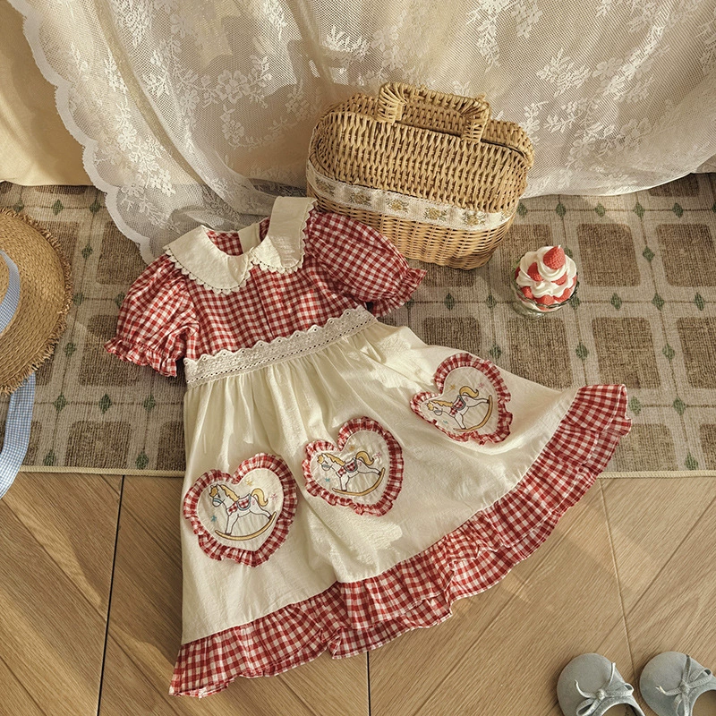Пони, платье, кукла, корейский стиль, детская одежда, воротник куклы, с коротким рукавом