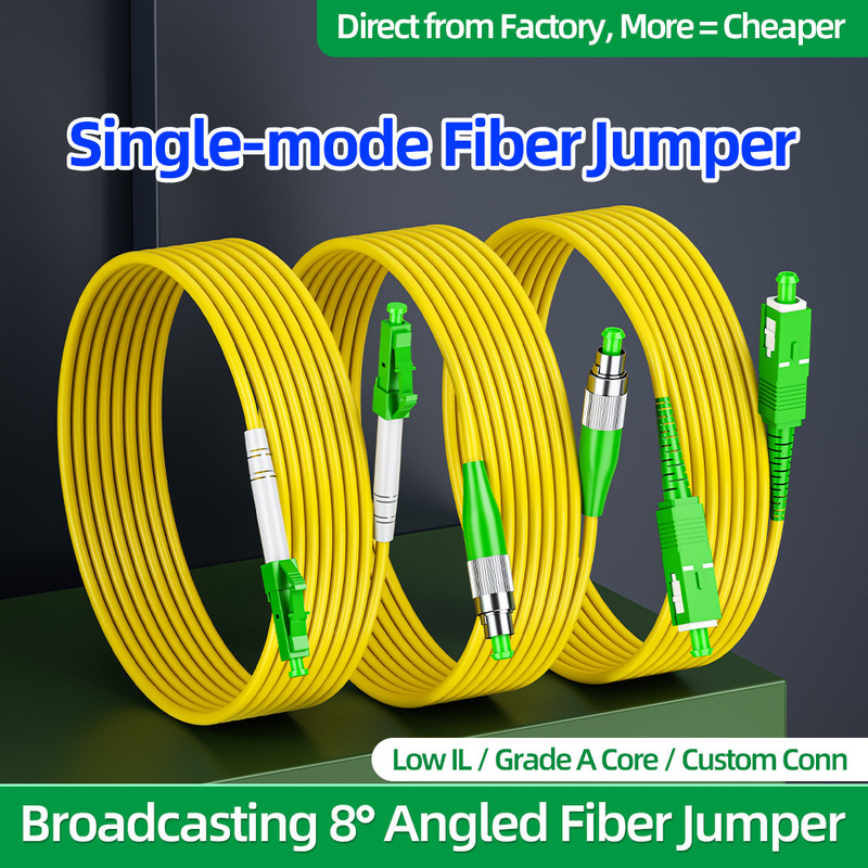 Broadcasting and Television Fiber Optic Jumper Sc/Apc Jumper Oblique Eight Degree Pigtail Lszh Low Smoke Halogen Free Lc/Fc Single Mode Telecom Grade