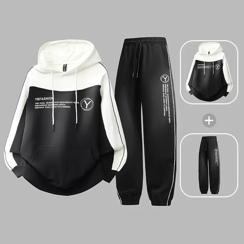 2025新款秋冬运动套装男青少年休闲时尚卫衣圆领套头长裤两件套