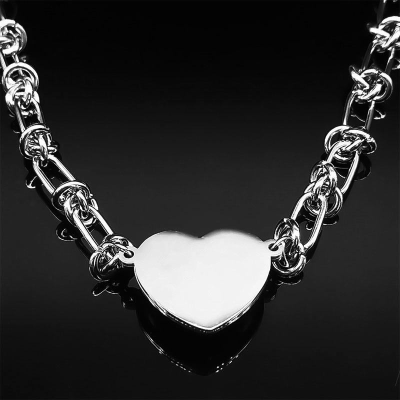 Hip-Hop Cool Style Heart Shape Stainless Steel ABS Pendant Necklace display picture 4