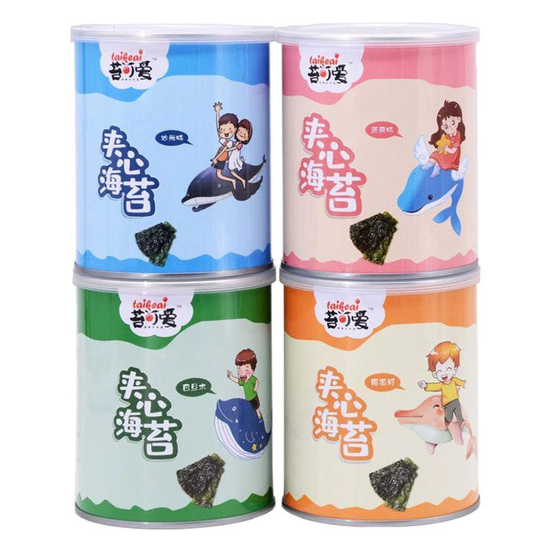 Симпатичные хрустящие морские водоросли с кунжутом, готовые к употреблению консервированные закуски для беременных и детей, сэндвич, хрустящие морские водоросли оптом