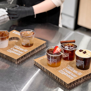 Corrugated Paper Cup Holder Customized Honeycomb Cardboard Coffee Milk Tea Cup Holder Tea Drink Tasting Paper Cup Takeaway Creative Tray