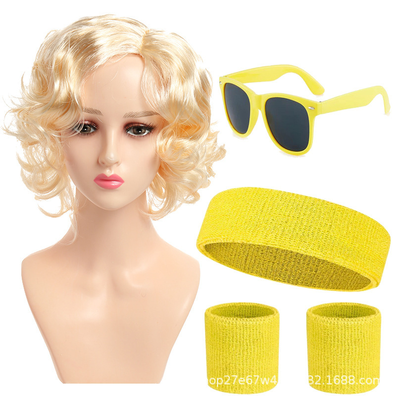 Women's Short Wig Beige Big Curly Hair Side Parted High Quality Synthetic Wig Cospaly Marilyn Monroe